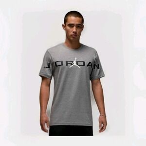 Jordan air stretch Crew Men's L Gray SpellOut Jumpman Logo Center Chest NWT